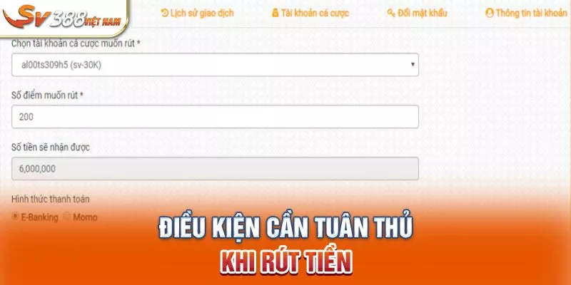 Điều kiện cần tuân thủ khi rút tiền